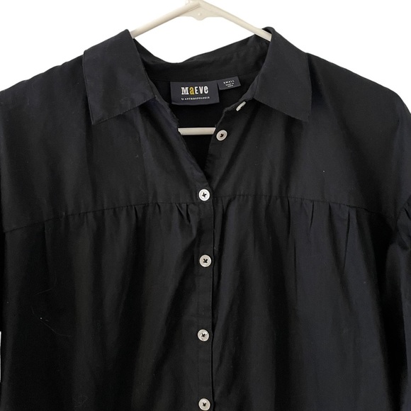 Maeve Anthropologie Poplin Buttondown Shirt Black Small - Picture 5 of 9